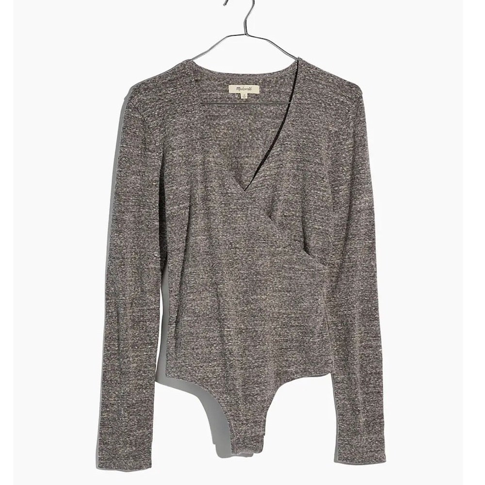 Madewell Wrap Thong Bodysuit in Heather Smoke size XS